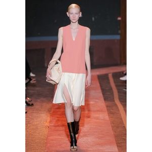 Cedric Charlier cosmetic pink v-neck silk tunic top